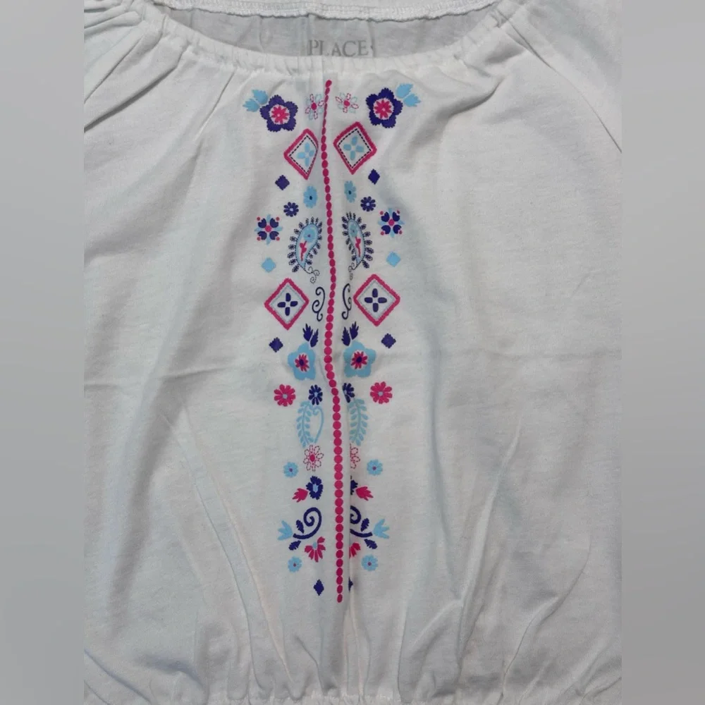 Children's Place | Girls White Paisley Smocked Top | Size L 10/12 | EUC